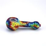 Blue & Gold Fumed Swirl Spoon Pipe