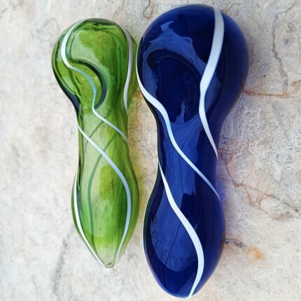 3.5 Inch Blue Clear Glass Spoon Pipes