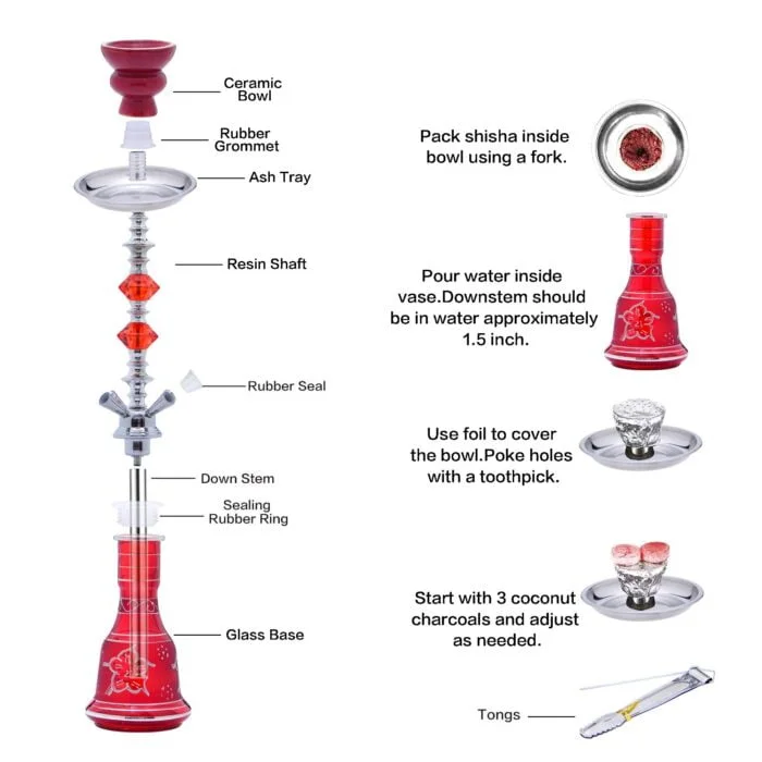 4 Hoses Glass Hookah Pipe Wholesale