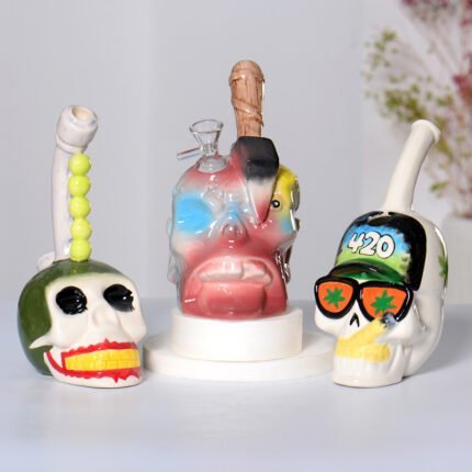 Mini cachimbo de água de cerâmica 3D Skull Wholesale