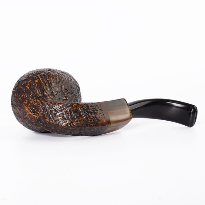 Classic Bent Sherlock Holmes Style Pipe With Horn Ring