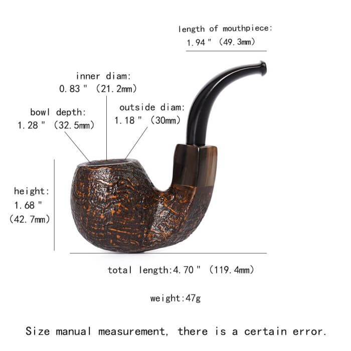 Classic Bent Sherlock Holmes Style Pipe With Horn Ring