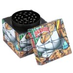 Square 60mm 4-Layer Creative Pattern Metal Grinder Apricot