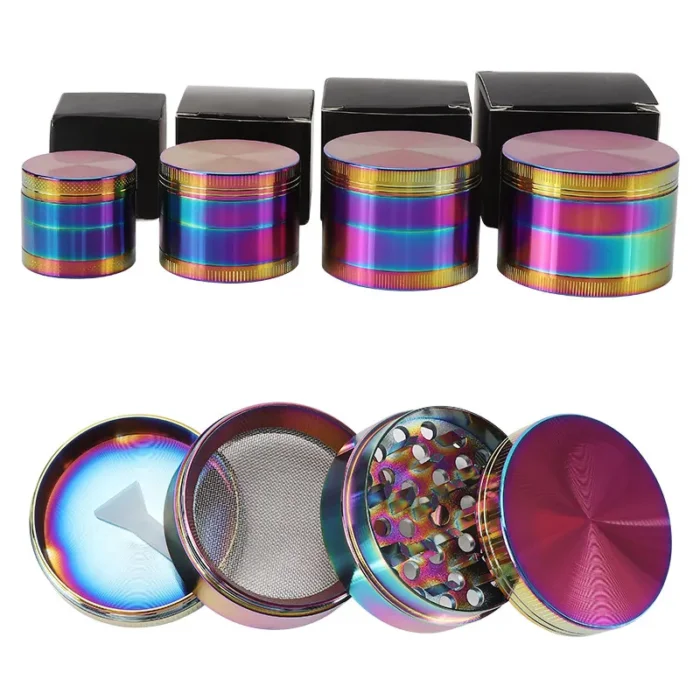 kf S23ca26c761c8431182b461a8612fedf4B 40 50mm 4 Layer Metal Tobacco Crusher Hand Muller Smoke Herbal Herb Grinder Rainbow 63MM 75MM 4 Layer Metal Weed Crusher Wholesale