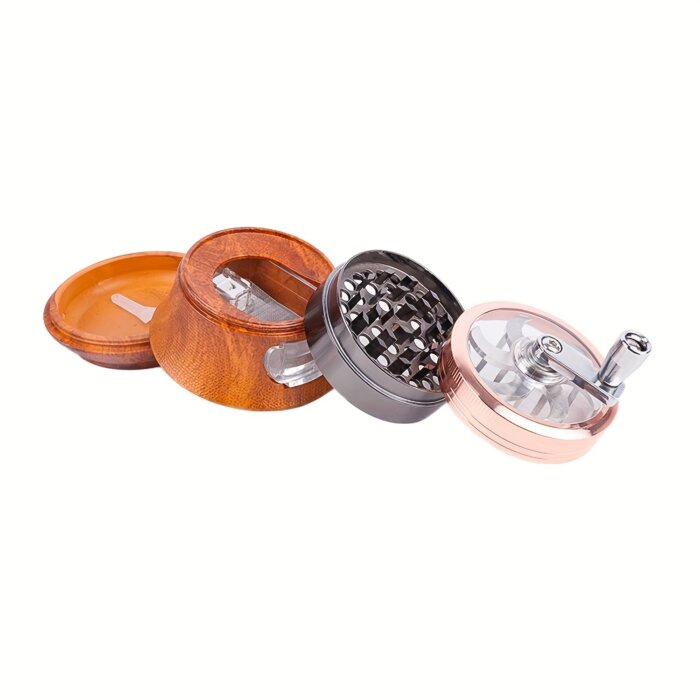 Customized Wholesale Four-Layer Resin Hand Crank Weed Grinder With Kief Catcher