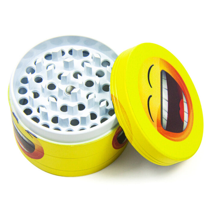 New 4-Layer Yellow Smiley Face Tobacco Grinder Wholesale