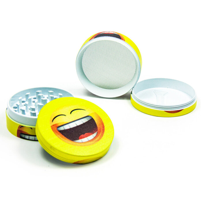 New 4-Layer Yellow Smiley Face Tobacco Grinder Wholesale