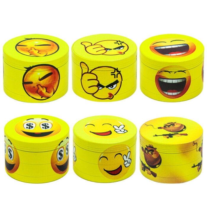 New 4-Layer Yellow Smiley Face Tobacco Grinder Wholesale