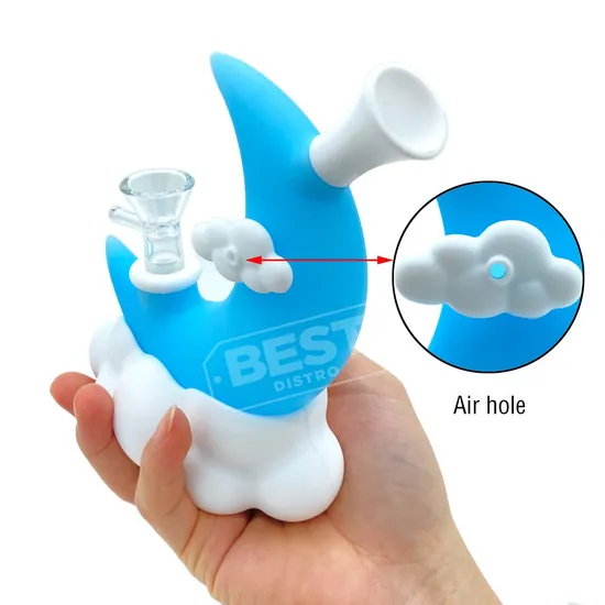 Wholesale Silicone Water Pipe Moon Clouds 128 mm — color variant 1, 128 mm