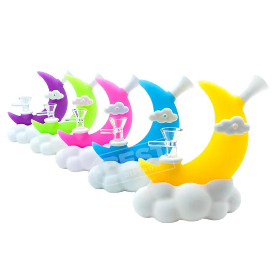 Wholesale Silicone Water Pipe Moon Clouds 128 mm — main product photo, 128 mm