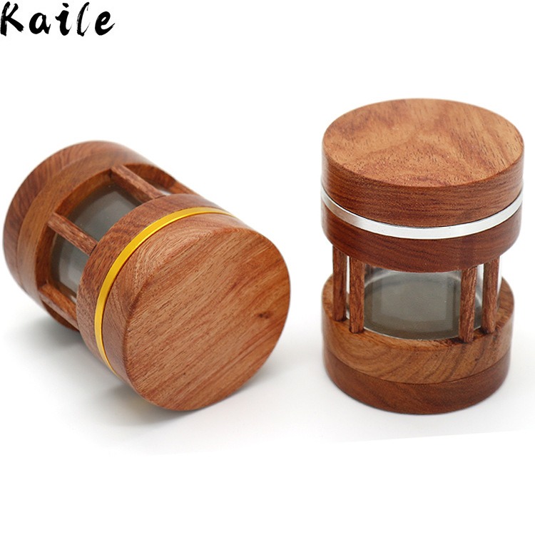Wholesale Custom 60mm Rosewood 4-Layer Window Wooden Grinder Wholesale Custom 60mm Rosewood 4-Layer Window Wooden Grinder