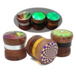 Custom Logo LED Wooden Herb Grinder 63mm USB Rechargeable Wholesale