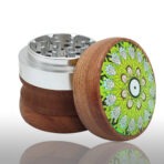 Custom Logo LED Wooden Herb Grinder 63mm USB Rechargeable Wholesale photo 2