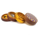 Custom Logo LED Wooden Herb Grinder 63mm USB Rechargeable Wholesale photo 4
