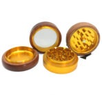 Custom Logo LED Wooden Herb Grinder 63mm USB Rechargeable Wholesale photo 5