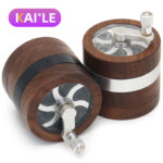 Wholesale Custom 63mm Black Walnut 4-Layer Hand-Crank Herb Grinder