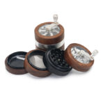 Wholesale Custom 63mm Black Walnut 4-Layer Hand-Crank Herb Grinder photo 3