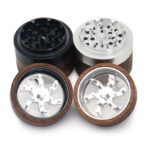 Wholesale Custom 63mm Black Walnut 4-Layer Hand-Crank Herb Grinder photo 4