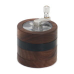 Wholesale Custom 63mm Black Walnut 4-Layer Hand-Crank Herb Grinder photo 6