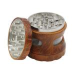 Wholesale 63mm Wooden-Trim Zinc Herb Grinder photo 2