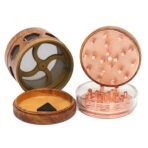 Wholesale 63mm Wood-Grain Zinc Alloy Herb Grinder photo 5