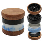 Wholesale Custom 65mm Jade-Inlay Wooden Herb Grinder