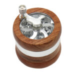 Wholesale Custom 67mm 4-Layer Hand-Crank Wooden Herb Grinder photo 8
