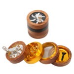 Wholesale Custom 67mm Flat Hand-Crank Wooden Herb Grinder