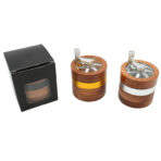 Wholesale Custom 67mm Flat Hand-Crank Wooden Herb Grinder photo 2