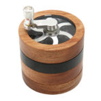 Wholesale Custom 67mm Flat Hand-Crank Wooden Herb Grinder photo 6