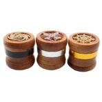 Wholesale Custom 67mm Floral-Lid Wooden Herb Grinder