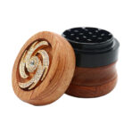 Wholesale Custom 67mm Floral-Lid Wooden Herb Grinder photo 3